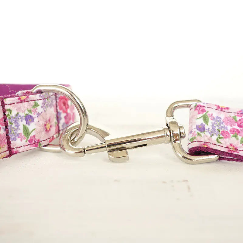 Purple Floral Dog Collar Set