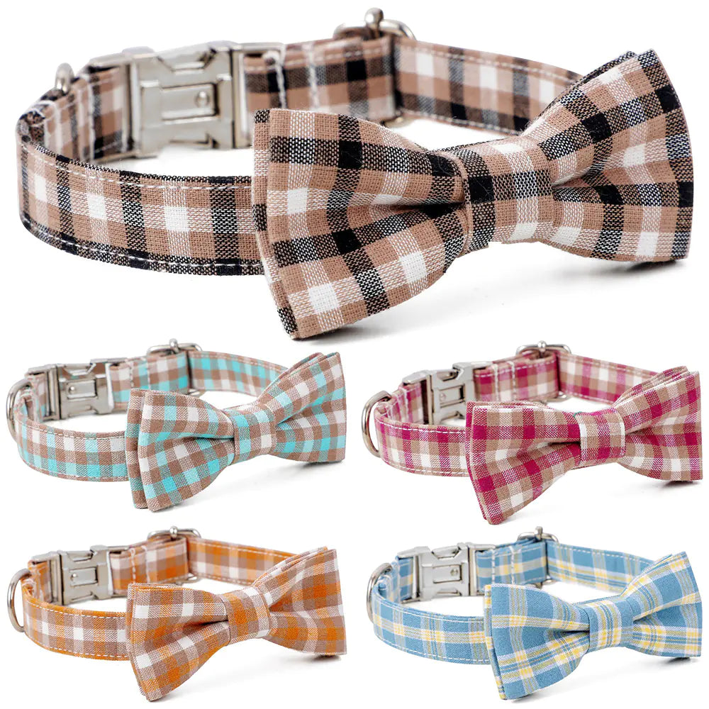 Cotton Bow Tie Buckle Dog Collar