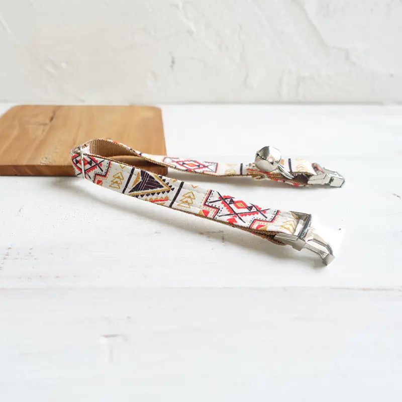 Adjustable Brown Ethnic Cat Collar