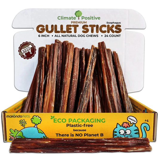 Gullet Sticks 100% Natural Beef Esophagus Dog Chews 24 Pack