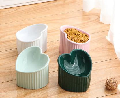 Ceramic Pet Bowl with Slanted Design for Cats