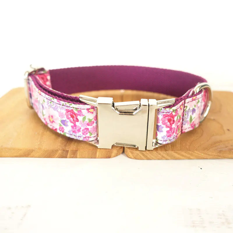 Purple Floral Dog Collar Set