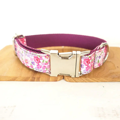 Purple Floral Dog Collar Set